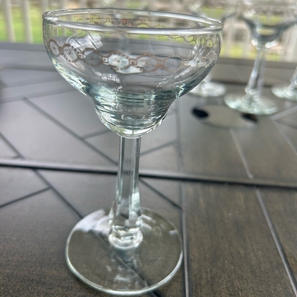 Vintage Heavy Crystal Champagne glass set of 5, gold Geo design, MCM, Cordials - Picture 3 of 9